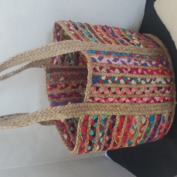 Crochet Multicolor Jute Crochet Tote/Basket Bag made in India - Picture 6 of 6